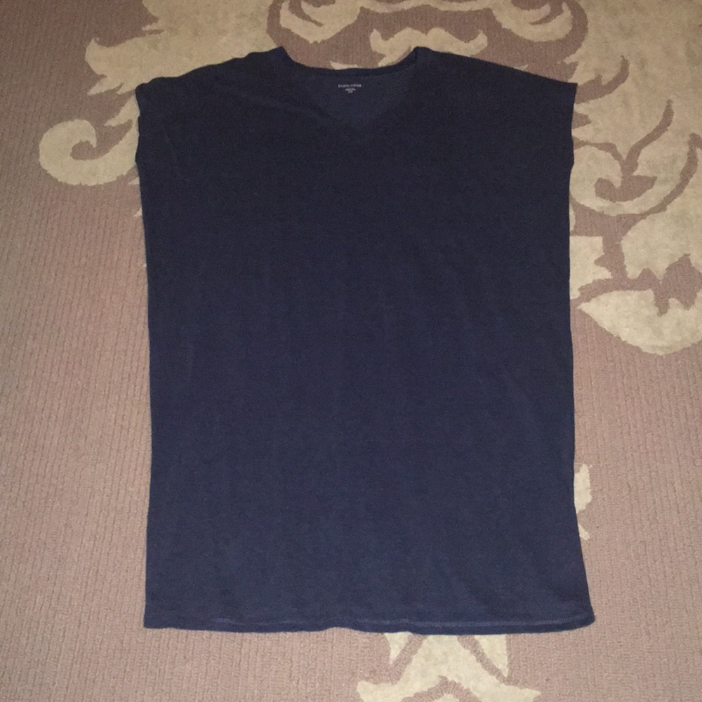 Navy organic linen Jersey sleeveless dress